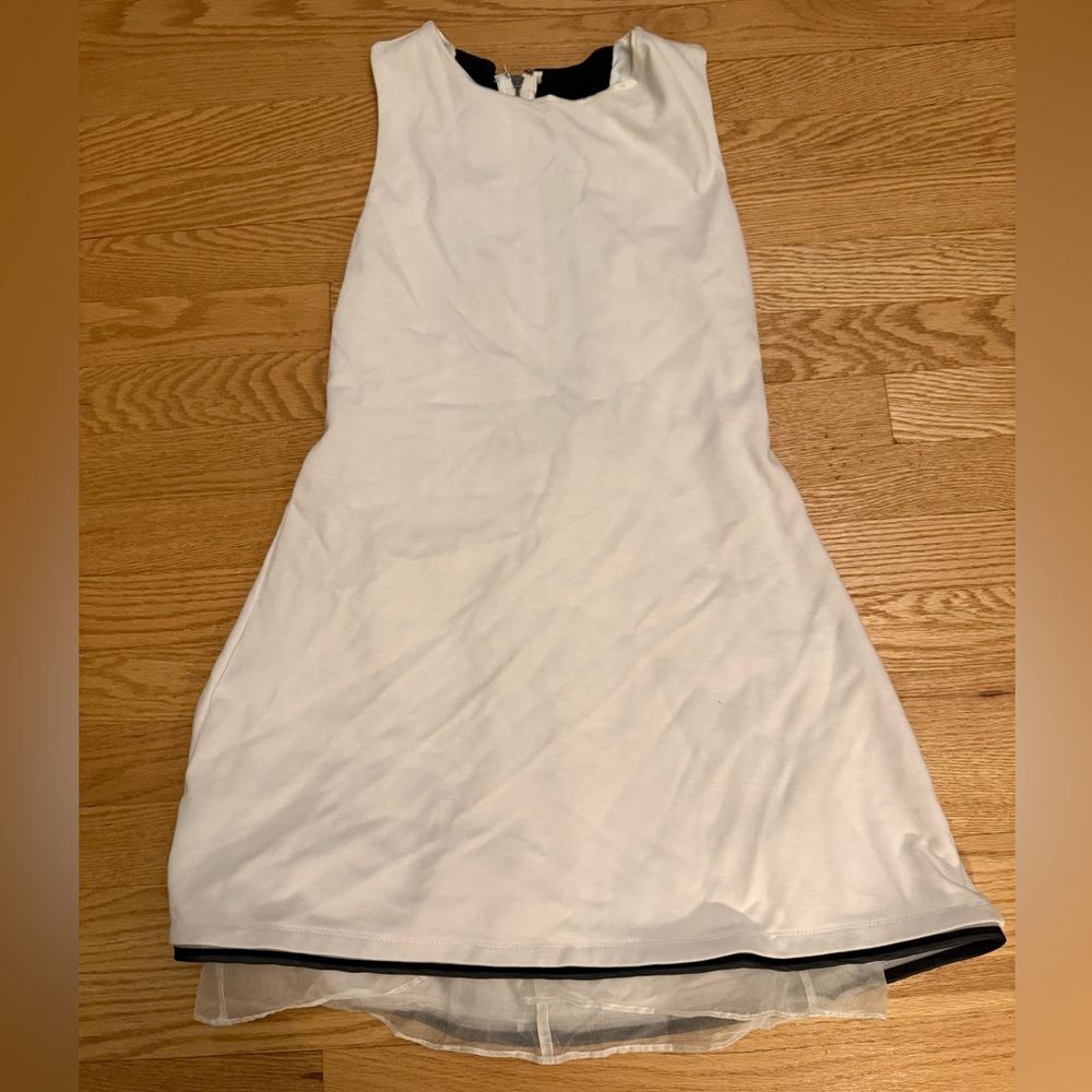 Alice + Olivia White Sleeveless Mini Dress with Black Trim